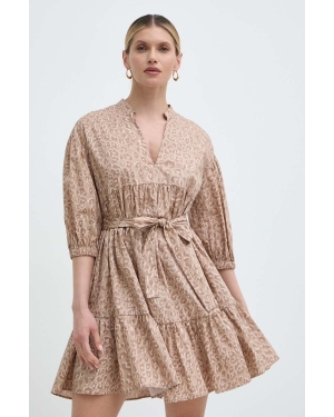 Twinset sukienka bawełniana kolor beżowy mini rozkloszowana