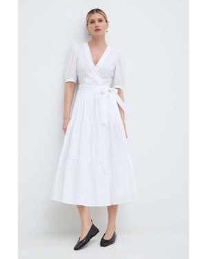 Twinset sukienka kolor biały midi rozkloszowana