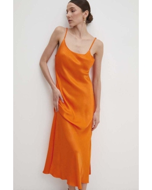 Answear Lab sukienka kolor pomarańczowy maxi rozkloszowana