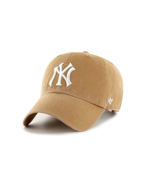 47 brand czapka z daszkiem bawełniana MLB New York Yankees kolor beżowy z aplikacją B-NLRGW17GWS-QLA