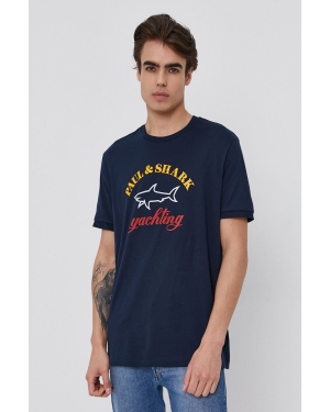 Paul&Shark T-shirt bawełniany kolor granatowy z nadrukiem