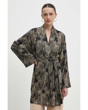 Answear Lab kimono kolor czarny wzorzysta