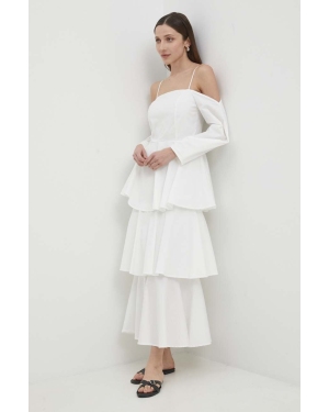 Answear Lab sukienka kolor biały maxi rozkloszowana