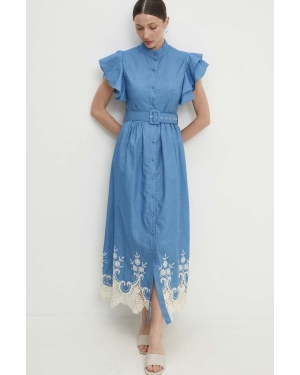 Answear Lab sukienka bawełniana kolor niebieski maxi prosta