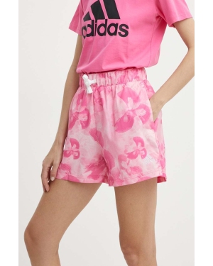 adidas szorty damskie kolor różowy wzorzyste high waist IS4253