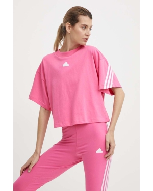 adidas t-shirt bawełniany damski kolor różowy IS3620