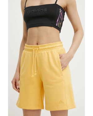 adidas szorty damskie kolor żółty gładkie high waist IW1259