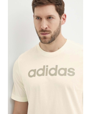 adidas t-shirt bawełniany męski kolor beżowy z nadrukiem IS1345