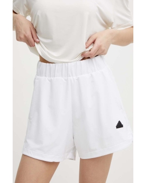 adidas szorty Z.N.E damskie kolor biały z aplikacją high waist IN9481