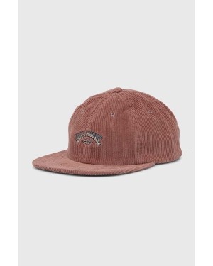 Billabong czapka z daszkiem sztruksowa kolor różowy z aplikacją EBYHA00127