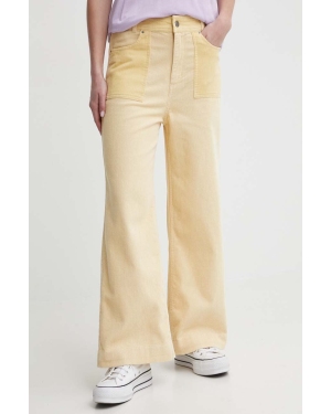 Billabong spodnie sztruksowe Since 73 kolor żółty proste high waist UBJNP00183