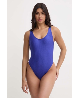 Calvin Klein jednoczęściowy strój kąpielowy kolor niebieski lekko usztywniona miseczka KW0KW02393