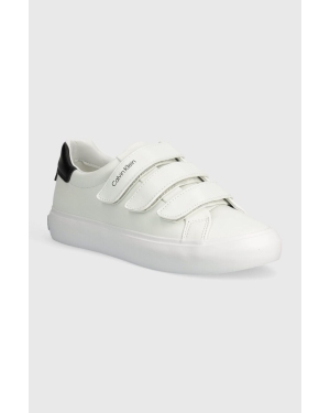Calvin Klein sneakersy skórzane VULCANIZED SLIP ON VELCRO LTH kolor biały HW0HW01909