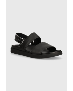 Calvin Klein sandały skórzane BACK STRAP W/ ICONIC PLAQUE męskie kolor czarny HM0HM01383