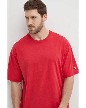 Champion t-shirt bawełniany męski kolor czerwony gładki 220017