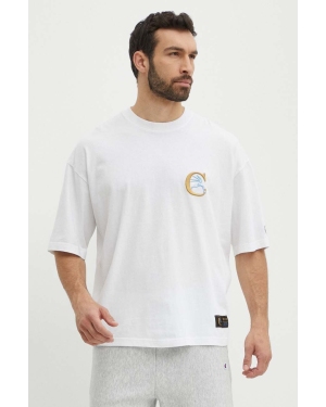 Champion t-shirt bawełniany męski kolor biały z aplikacją 219999
