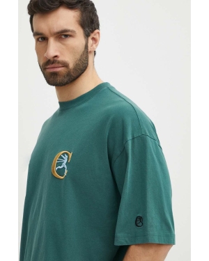 Champion t-shirt bawełniany męski kolor zielony z aplikacją 219999