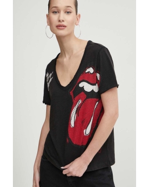 Desigual t-shirt bawełniany ROLLING damski kolor czarny 24SWTK30