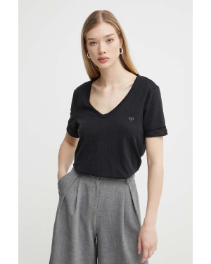 Desigual t-shirt bawełniany DAMASCO damski kolor czarny 24SWTK82