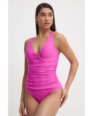 Dkny jednoczęściowy strój kąpielowy kolor różowy lekko usztywniona miseczka DI4MS566