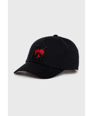 Dkny czapka z daszkiem bawełniana HEART OF NY kolor czarny z aplikacją D2B4B147
