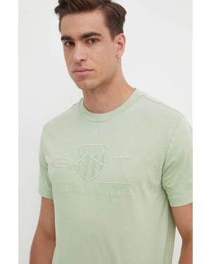 Gant t-shirt bawełniany kolor zielony z aplikacją