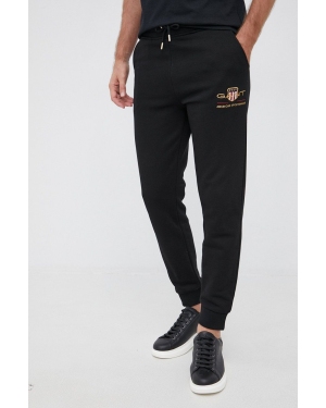 Gant Spodnie 2049005 męskie kolor czarny gładkie