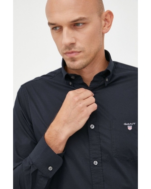 Gant Koszula bawełniana 3046400 męska kolor czarny regular z kołnierzykiem button-down