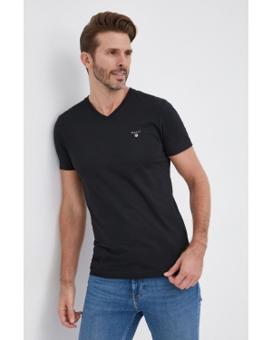 Gant T-shirt bawełniany 234104 kolor czarny gładki