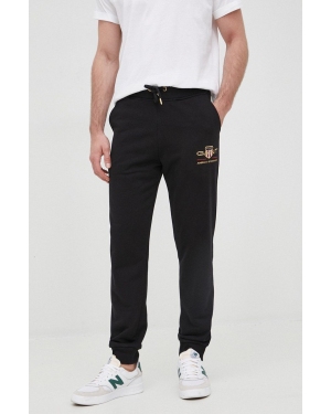 Gant spodnie dresowe 2049005. męskie kolor czarny z aplikacją