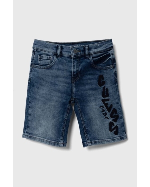 Guess szorty jeansowe dziecięce kolor niebieski regulowana talia