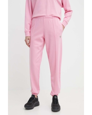 Guess spodnie dresowe SKYLAR kolor różowy gładkie V4GB09 K8802