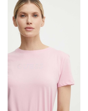 Guess t-shirt SKYLAR damski kolor różowy V4GI09 J1314