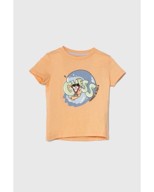 Guess t-shirt bawełniany dziecięcy kolor pomarańczowy z nadrukiem