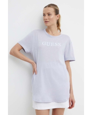 Guess t-shirt bawełniany AYLA damski kolor fioletowy V4GI06 K8G01