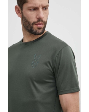 Hummel t-shirt treningowy Active kolor zielony gładki 224493