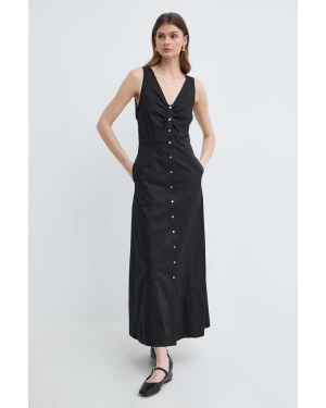 Karl Lagerfeld sukienka bawełniana kolor czarny maxi rozkloszowana