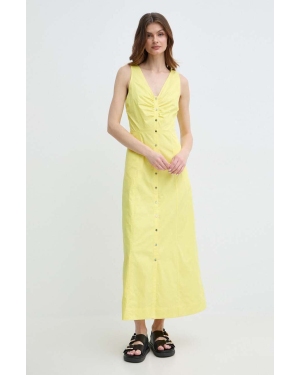 Karl Lagerfeld sukienka bawełniana kolor żółty maxi rozkloszowana