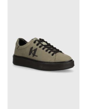 Karl Lagerfeld sneakersy nubukowe MAXI KUP kolor zielony KL52217