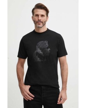Karl Lagerfeld t-shirt bawełniany męski kolor czarny z nadrukiem 542224.755082