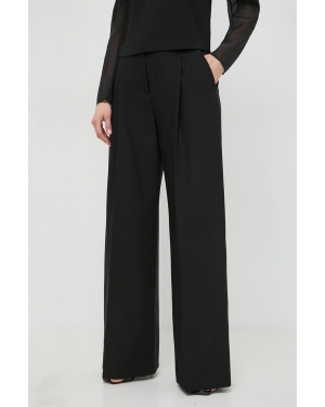 Karl Lagerfeld spodnie damskie kolor czarny szerokie high waist
