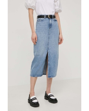 Karl Lagerfeld spódnica jeansowa kolor niebieski midi ołówkowa