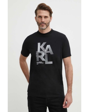 Karl Lagerfeld t-shirt męski kolor czarny z nadrukiem 542221.755037