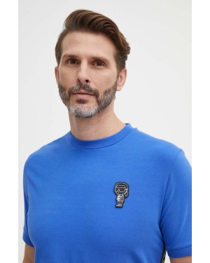 Karl Lagerfeld t-shirt męski kolor niebieski z aplikacją 542221.755026