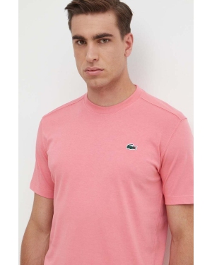 Lacoste t-shirt męski kolor różowy gładki