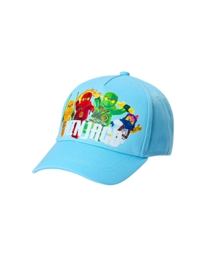 Lego czapka z daszkiem bawełniana dziecięca kolor niebieski z nadrukiem