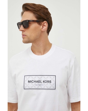Michael Kors t-shirt bawełniany męski kolor biały z aplikacją