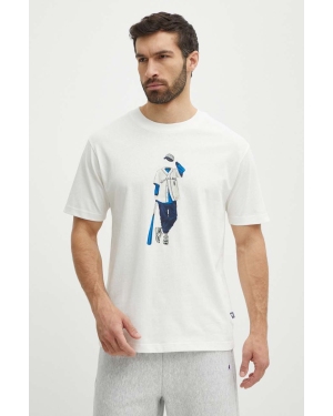 New Balance t-shirt bawełniany męski kolor beżowy z nadrukiem MT41577SST