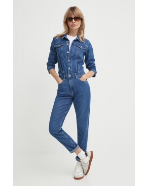Pepe Jeans kombinezon jeansowy JESSICA kolor granatowy z kołnierzykiemm PL230490