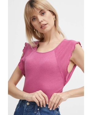 Pepe Jeans t-shirt lniany KAI kolor różowy PL505842
